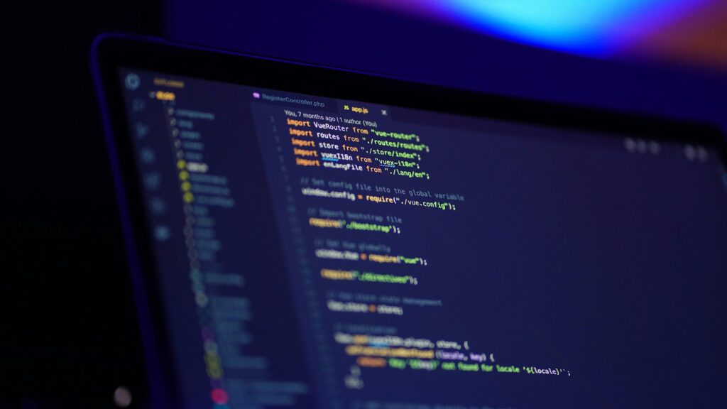 Coding on a laptop screen
