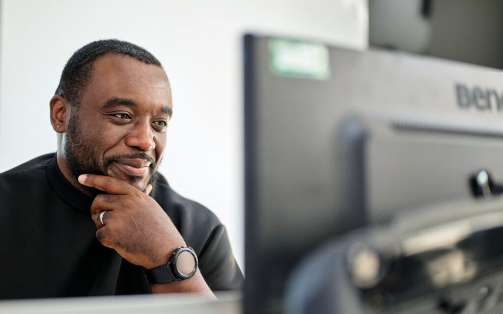TXP team member on a video call